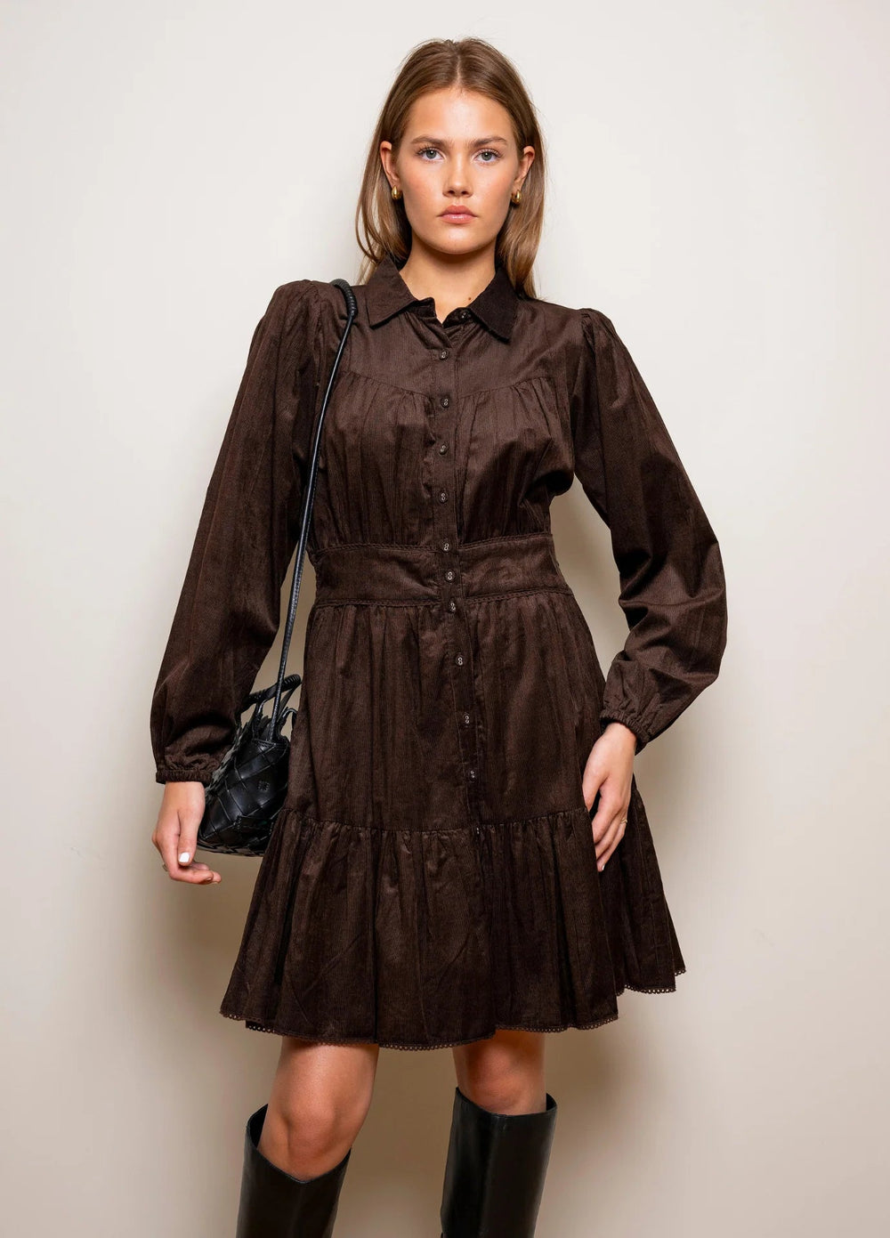 Vicky Dress Dark Mocha Corduroy | Kjoler | Smuk - Dameklær på nett