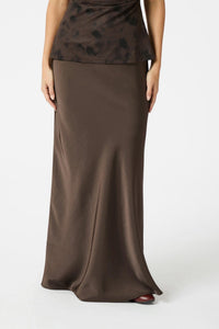 Vicky Heavy Sateen Skirt Dark Brown