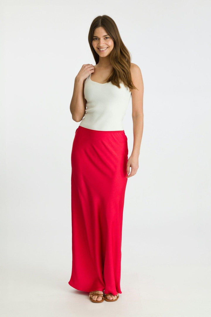 Vicky Heavy Sateen Skirt Red | Skjørt | Smuk - Dameklær på nett