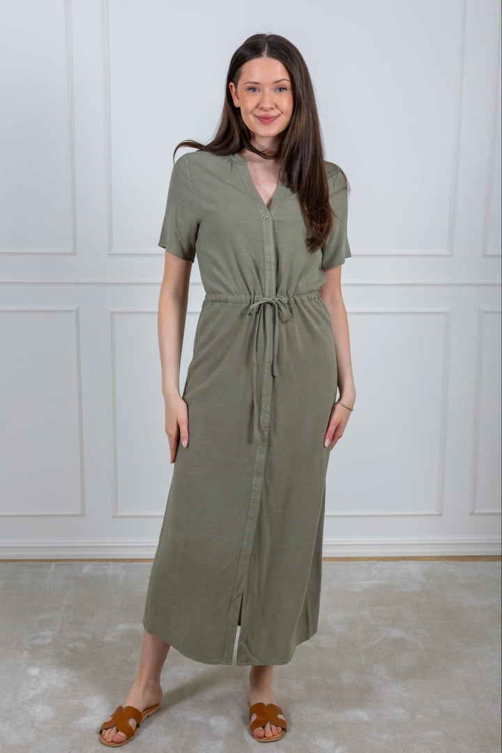 Viva - Damina Ss Ankle Sun Dress Vetiver | Kjoler | Smuk - Dameklær på nett