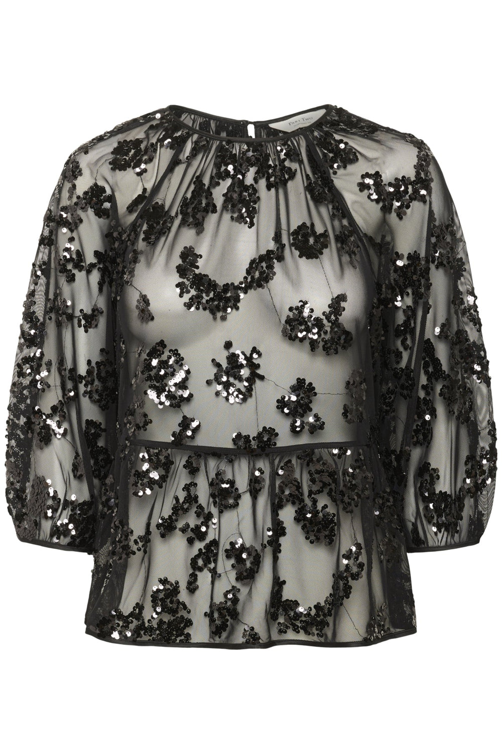 Vivan Blouse Black Sequins On Mesh | Skjorter og bluser | Smuk - Dameklær på nett