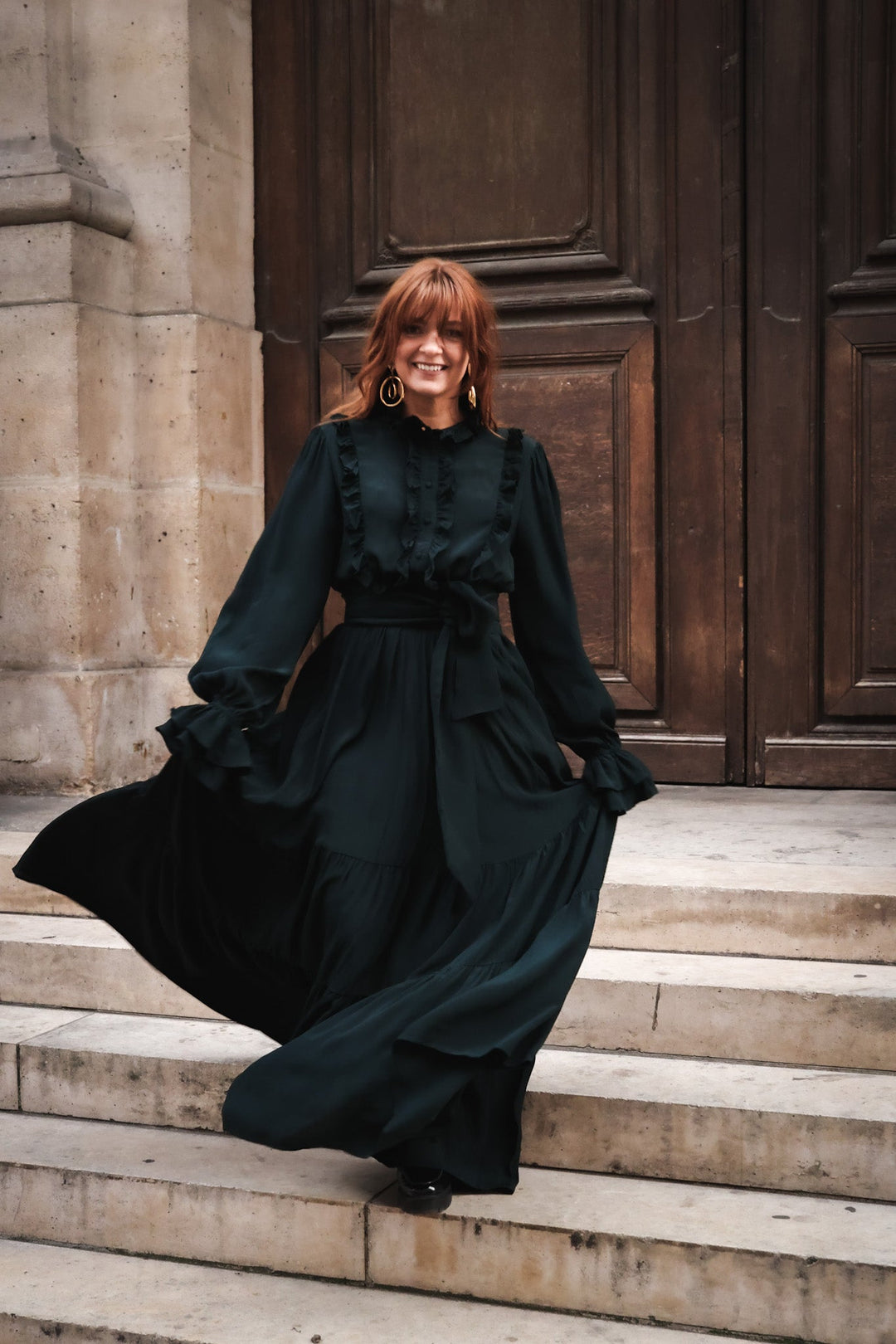 Wow Party Frill Dress Dark Green | Kjoler | Smuk - Dameklær på nett