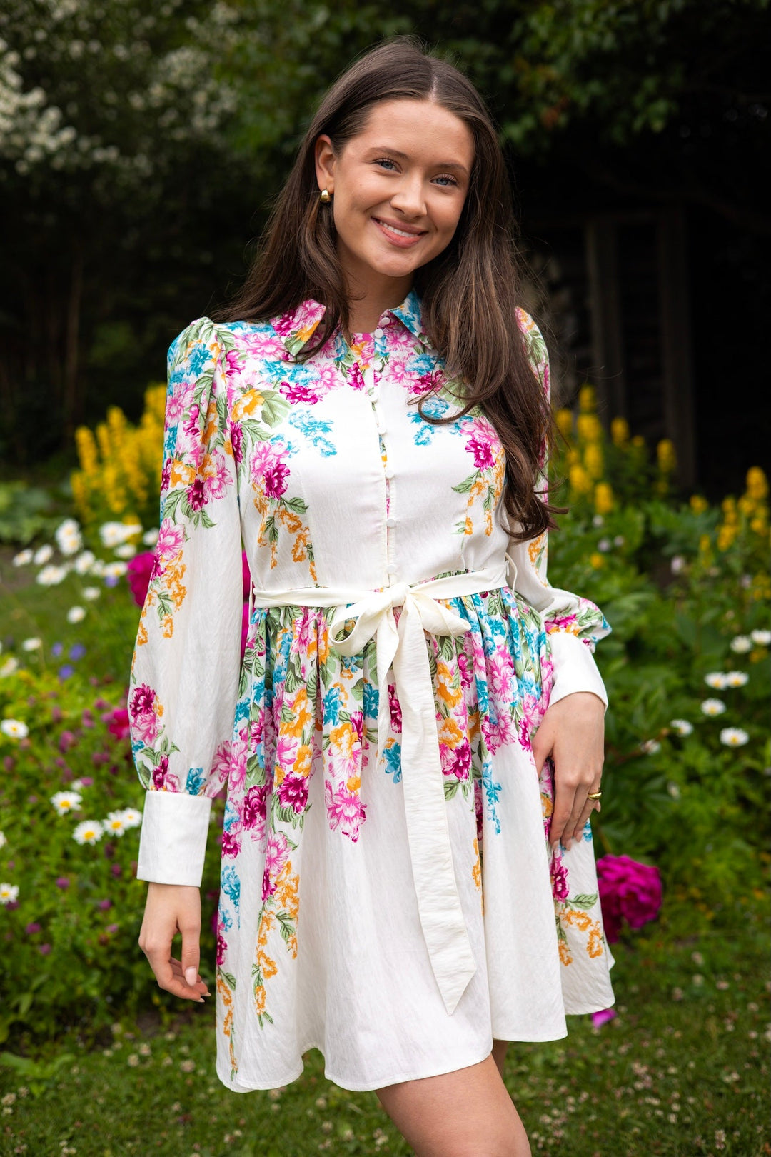 Yasrosie Ls Dress Birch Rosie Print | Kjoler | Smuk - Dameklær på nett