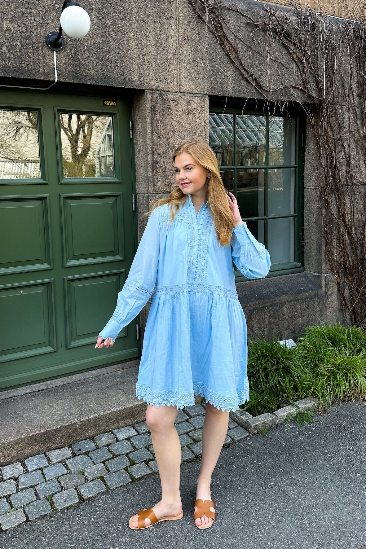 Yasyamina Ls Long Shirt Dress Clear Sky