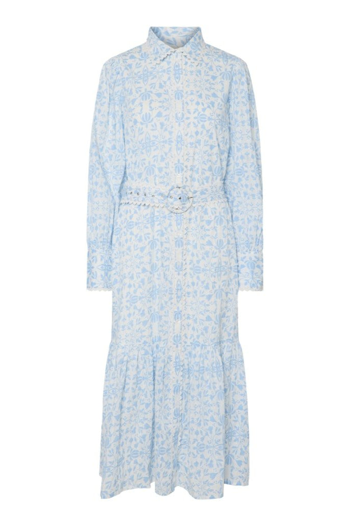 Yasvips Ls Long Shirt Dress Clear Sky Vips Print | Kjoler | Smuk - Dameklær på nett