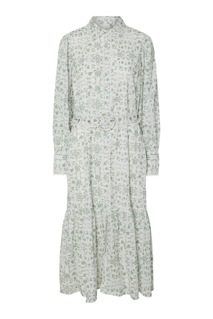 Yasvips Ls Long Shirt Dress Iceberg Green Vips Print | Kjoler | Smuk - Dameklær på nett