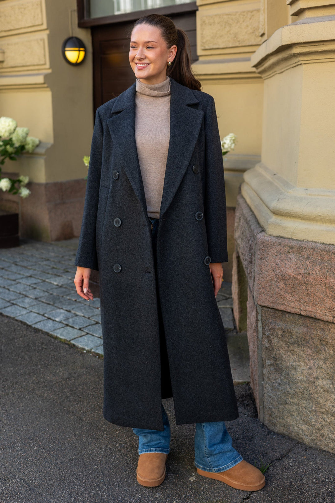 Yunahiw Long Coat Dark Grey Melange | Yttertøy | Smuk - Dameklær på nett