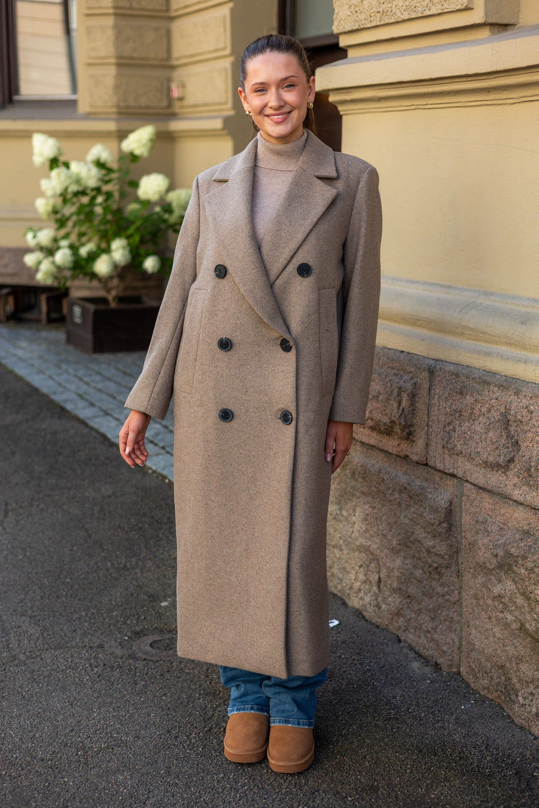 Yunahiw Long Coat Sandy Grey Melange | Yttertøy | Smuk - Dameklær på nett