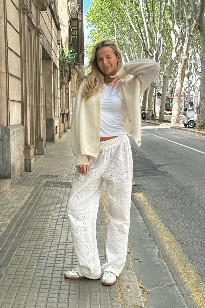 Zhannaic Pants White Embroidery | Bukser | Smuk - Dameklær på nett