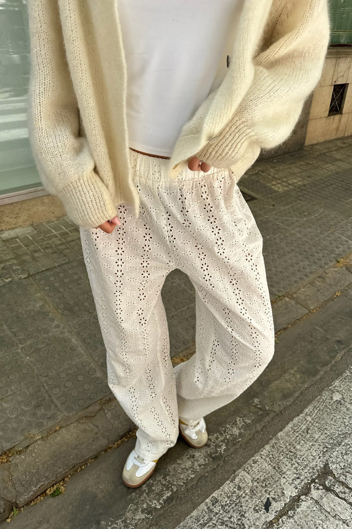 Zhannaic Pants White Embroidery | Bukser | Smuk - Dameklær på nett