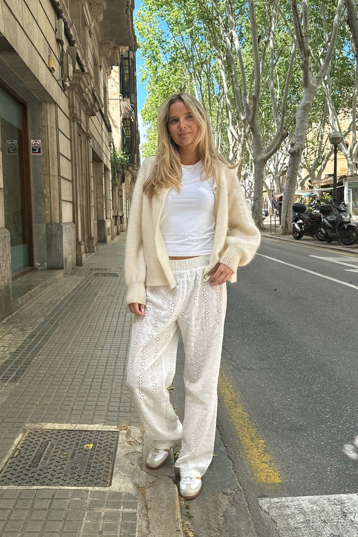 Zhannaic Pants White Embroidery | Bukser | Smuk - Dameklær på nett