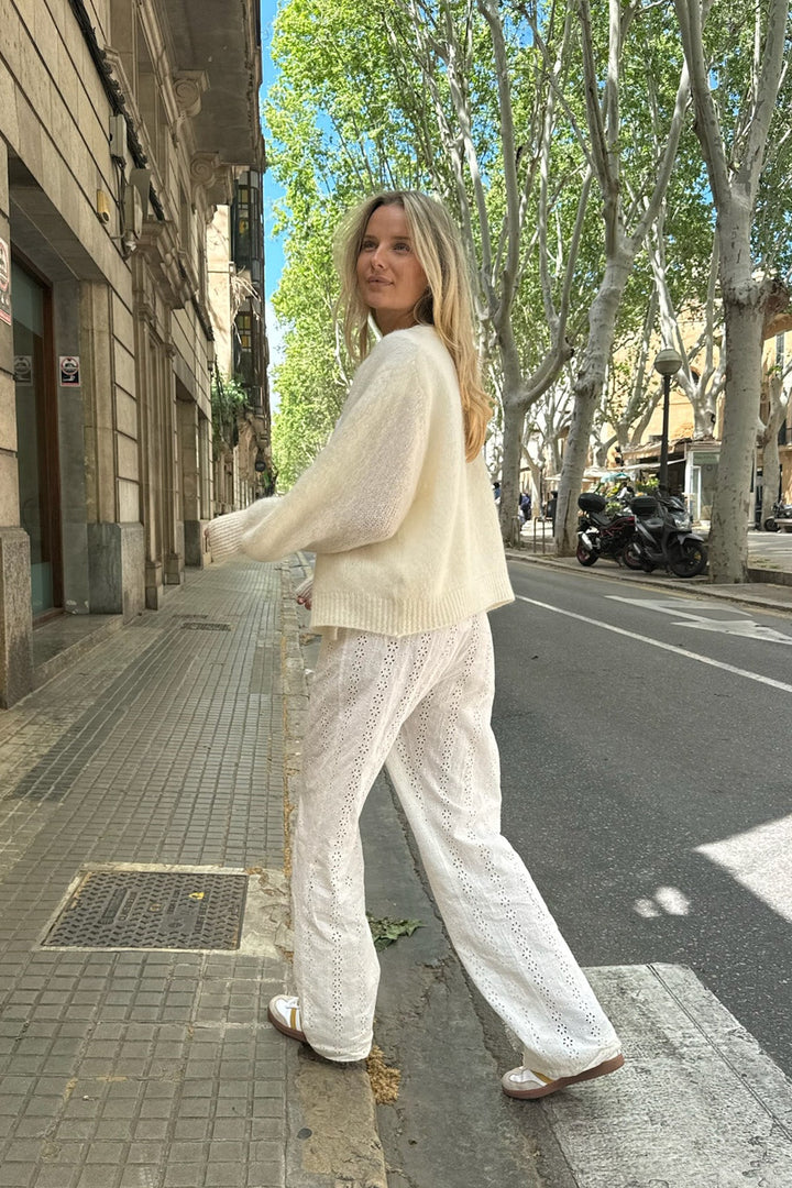 Zhannaic Pants White Embroidery | Bukser | Smuk - Dameklær på nett