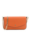 Cowhide leather clutch bag orange