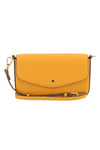Cowhide leather clutch bag safran
