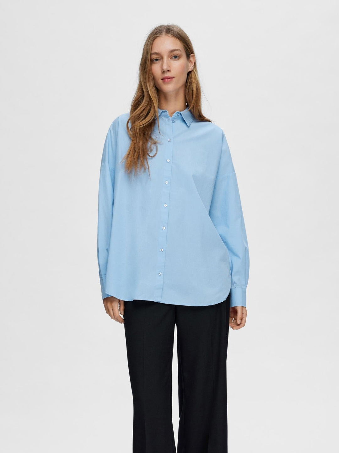 Dina-Sanni Ls Shirt Cashmere Blue | Skjorter og bluser | Smuk - Dameklær på nett