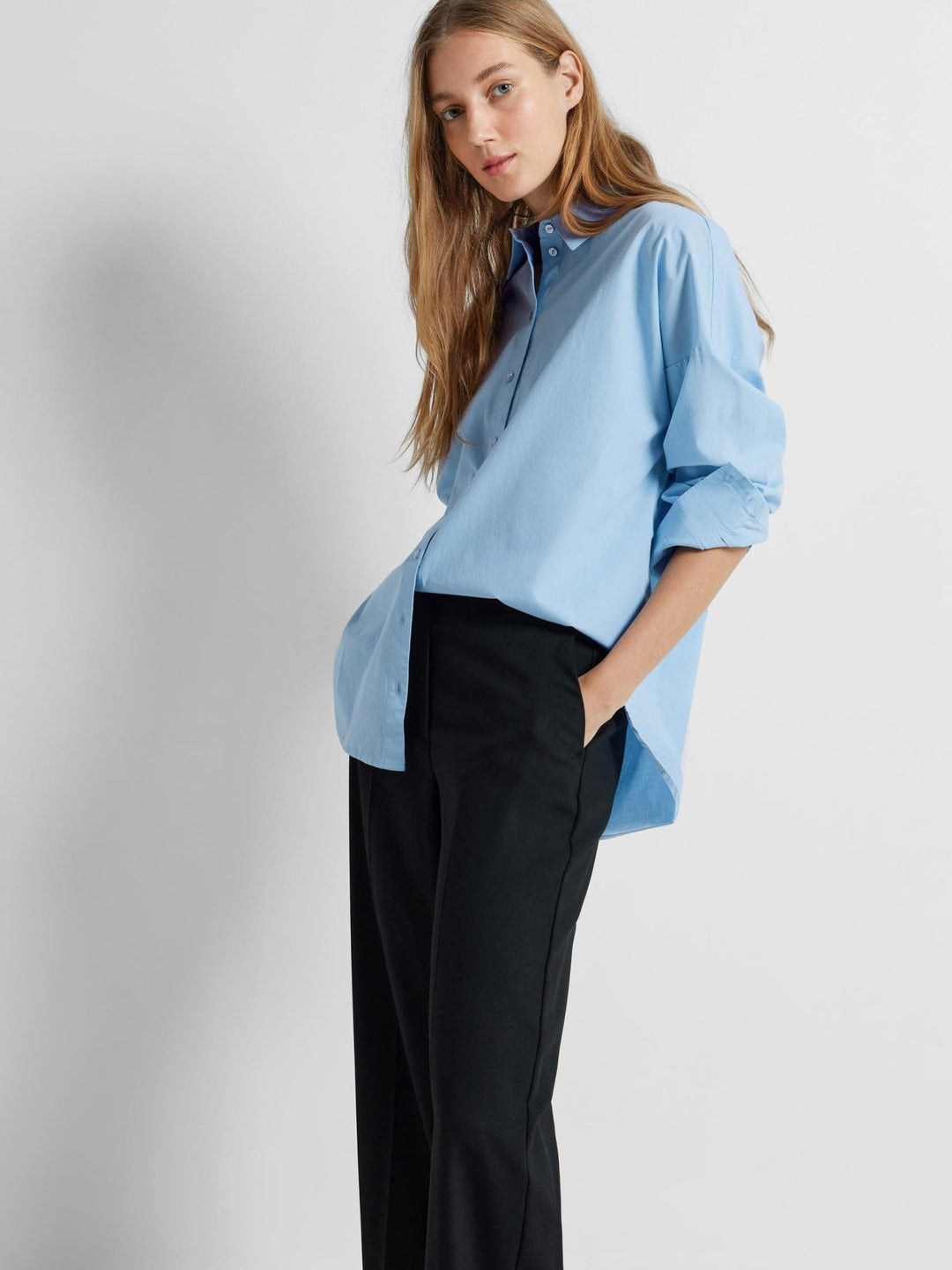 Dina-Sanni Ls Shirt Cashmere Blue | Skjorter og bluser | Smuk - Dameklær på nett