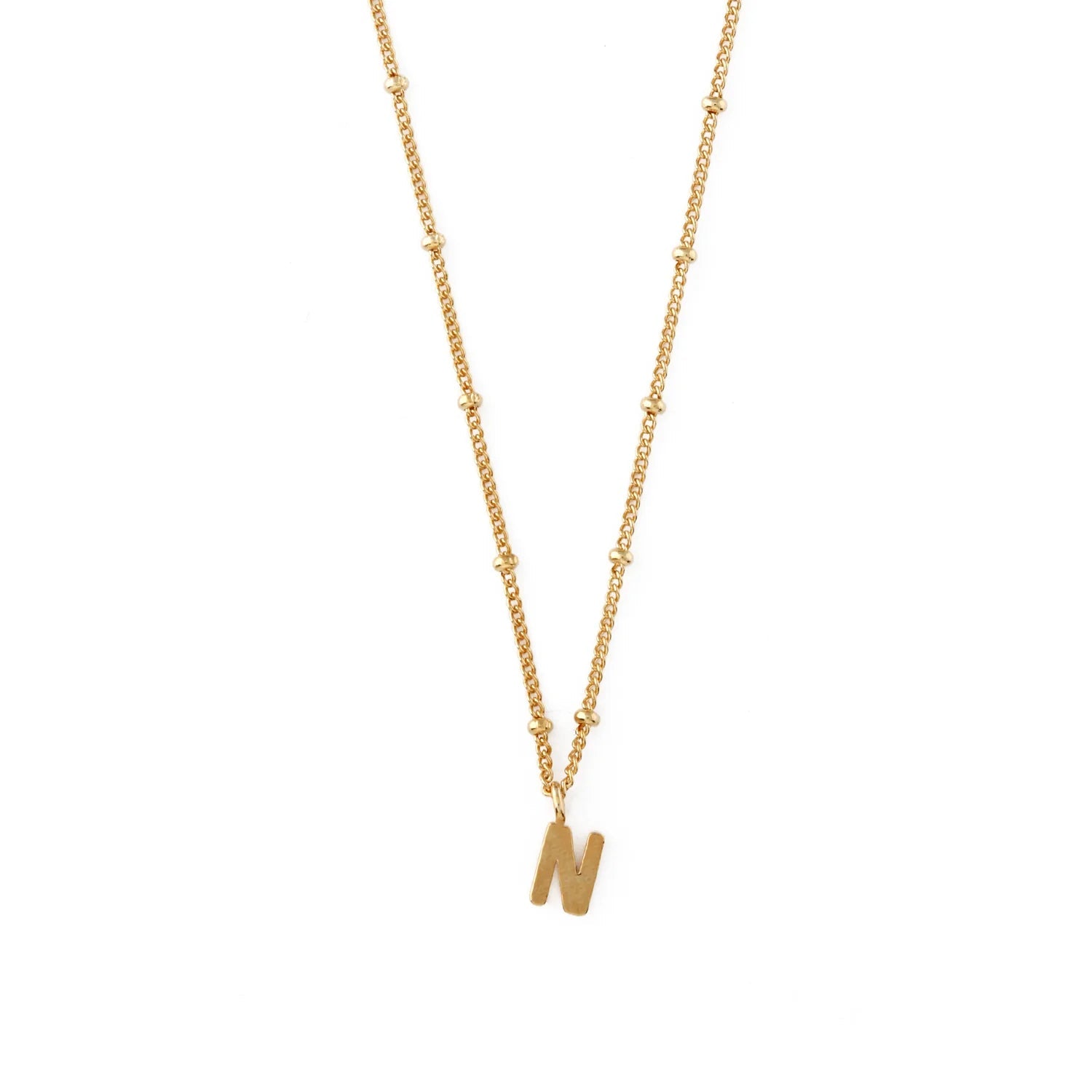 Initial F Satellite Chain Neck Pale Gold