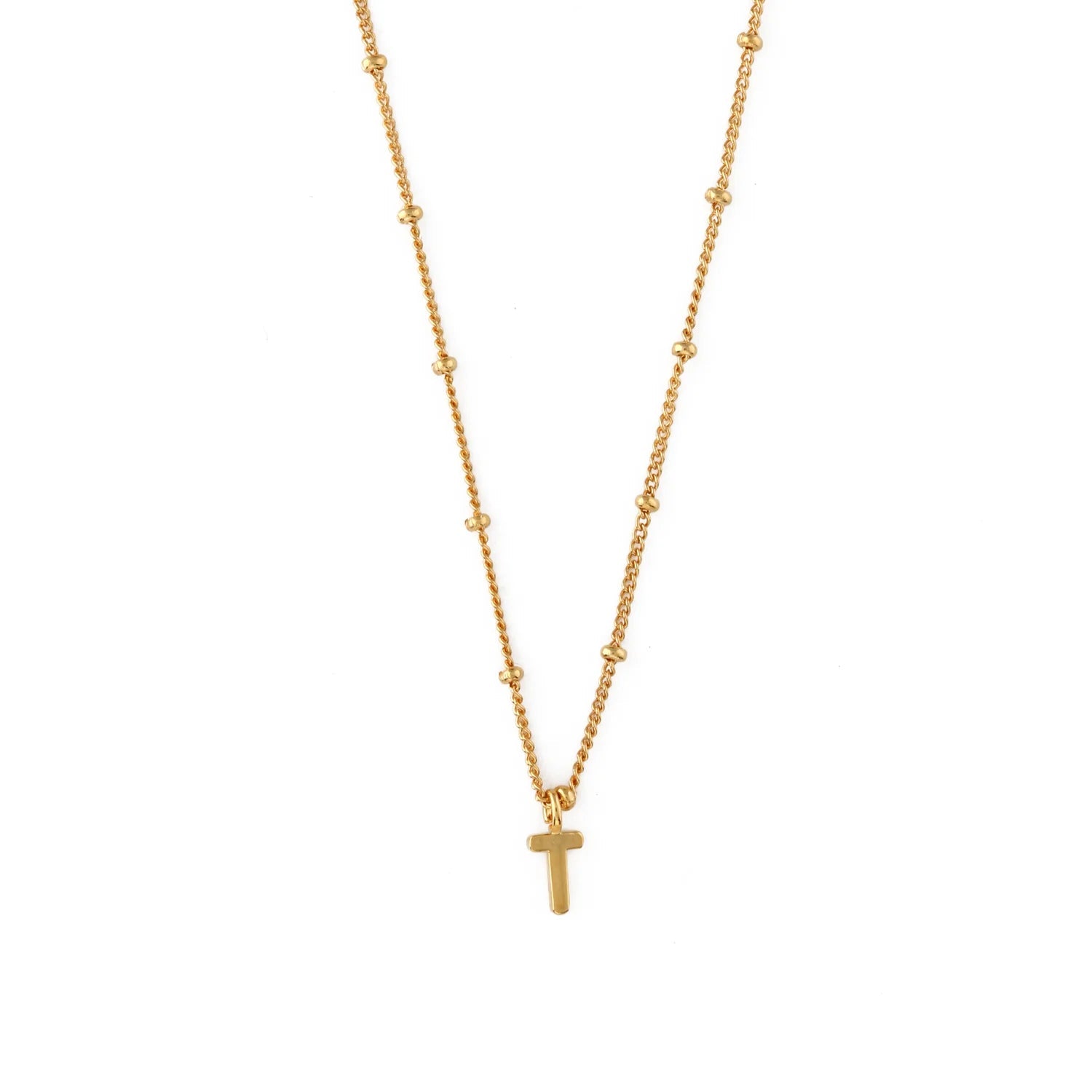 Initial S Satellite Chain Neck Pale Gold