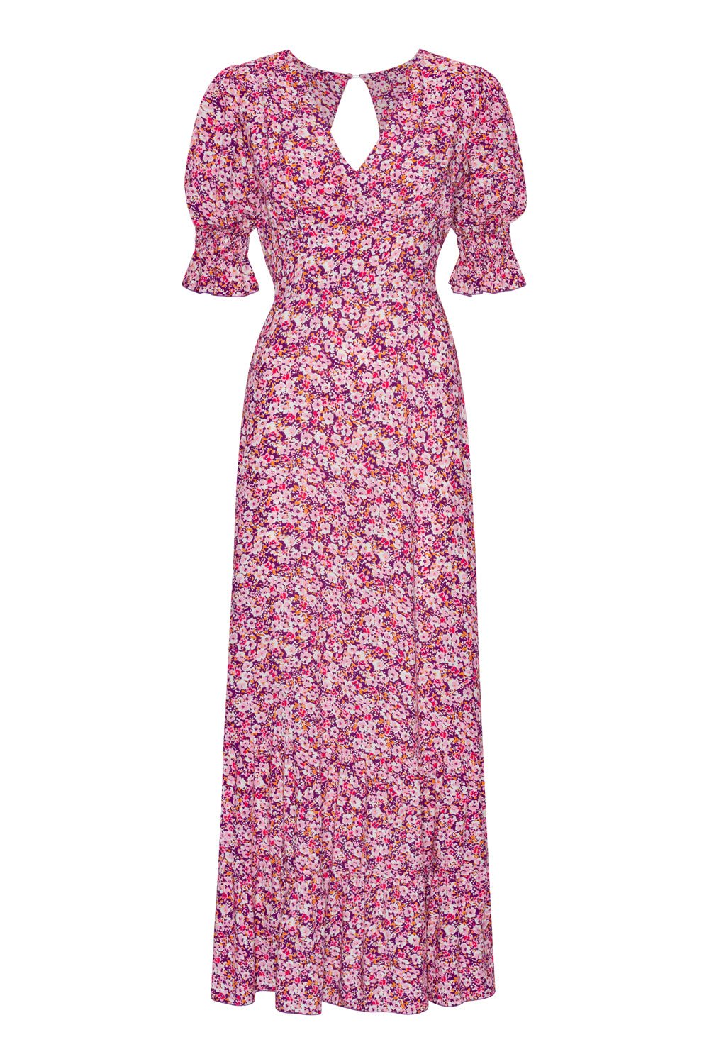 Koko Dress Long Open Back Lilac Bordeaux Big Flower | Kjoler | Smuk - Dameklær på nett