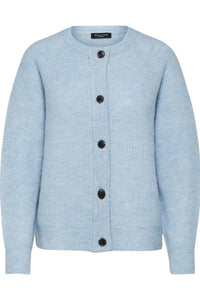 Lulu Ls Knit Short Cardigan B Cashmere Blue Melange