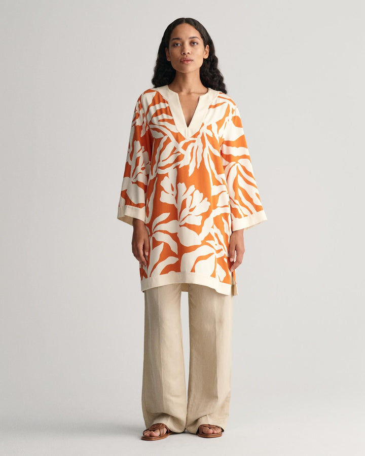 Palm Print Caftan Pumpkin Orange | Skjorter og bluser | Smuk - Dameklær på nett