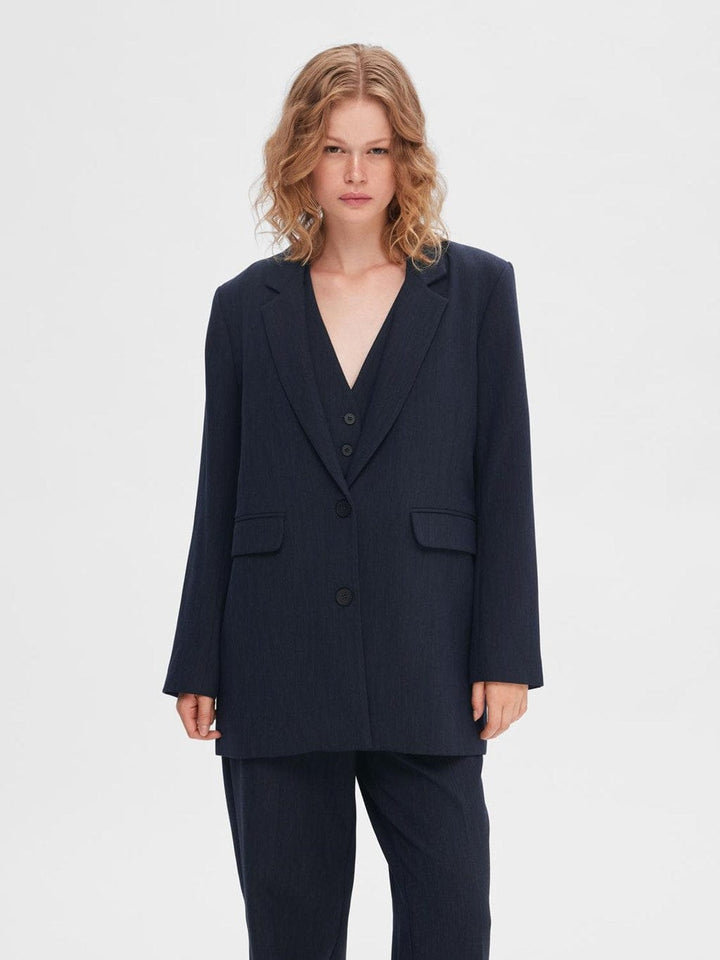 Rita Ls Relaxed Blazer Dark Sapphire Melange | Blazer | Smuk - Dameklær på nett