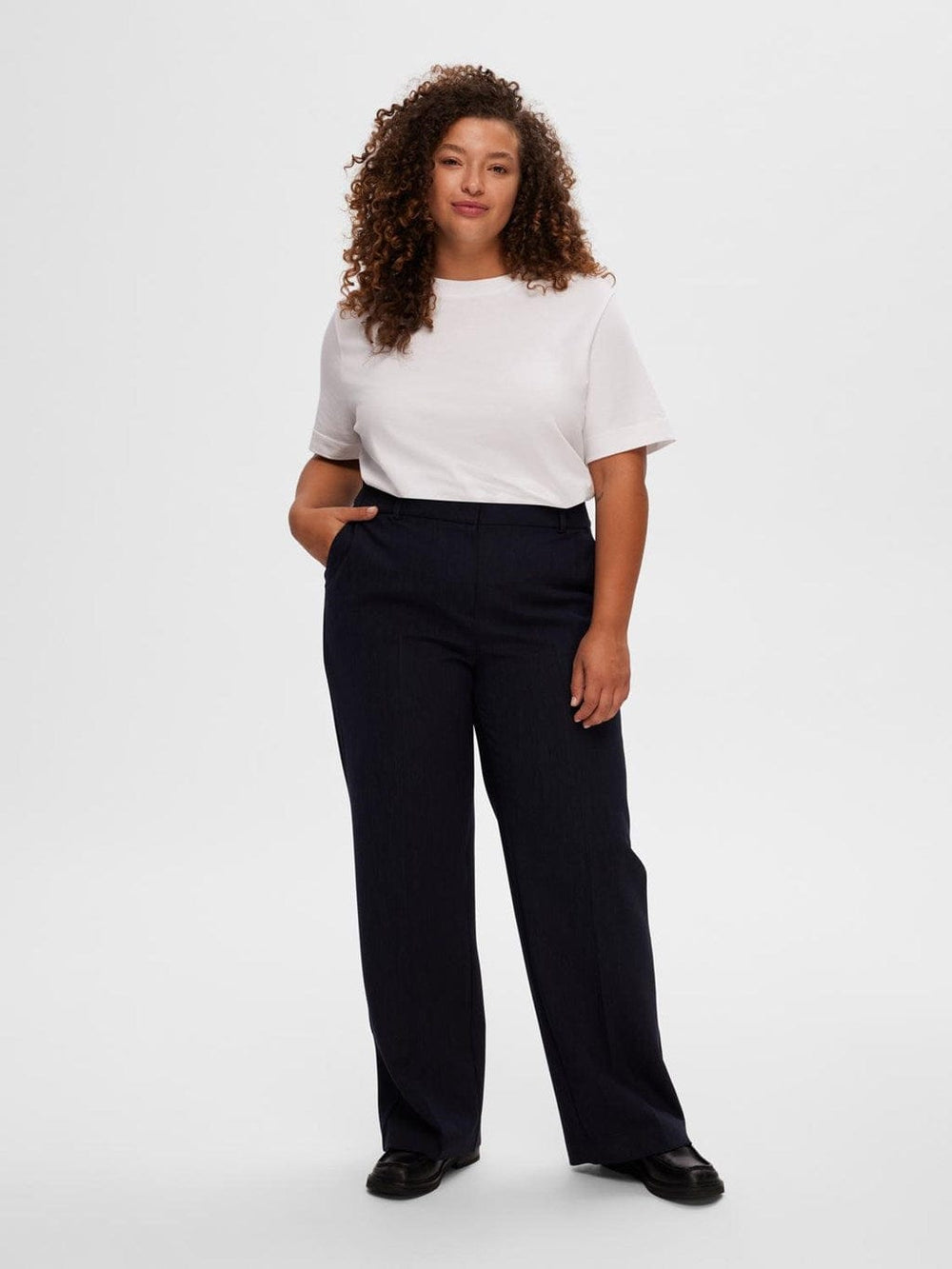 Rita Mw Wide Pant Dark Sapphire Melange | Bukser | Smuk - Dameklær på nett