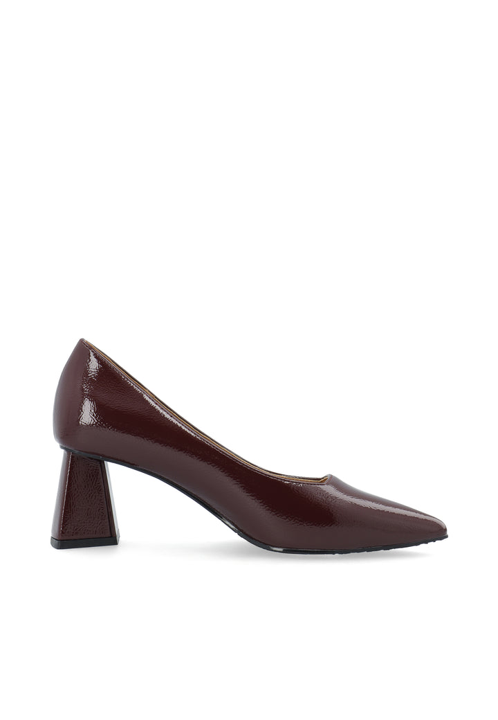 Biamaralyn Court Shoe Faux Leather Burgundy Patent