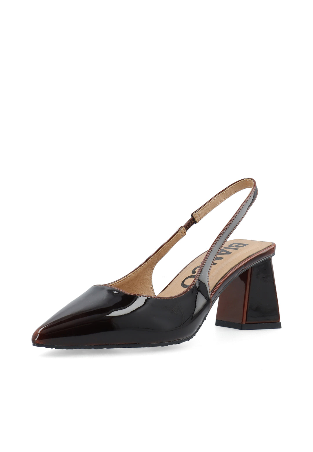 Biamaralyn Slingback Pull Up Patent Brown Pull Up Patent