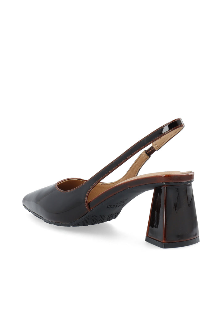Biamaralyn Slingback Pull Up Patent Brown Pull Up Patent