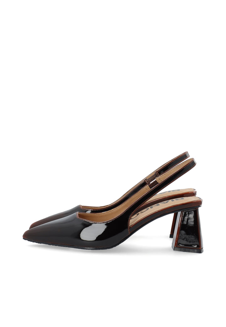 Biamaralyn Slingback Pull Up Patent Brown Pull Up Patent
