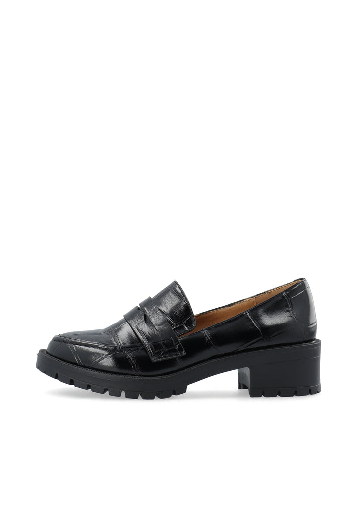 Biapearl Simple Penny Loafer Faux Leather Black Croco Oversize