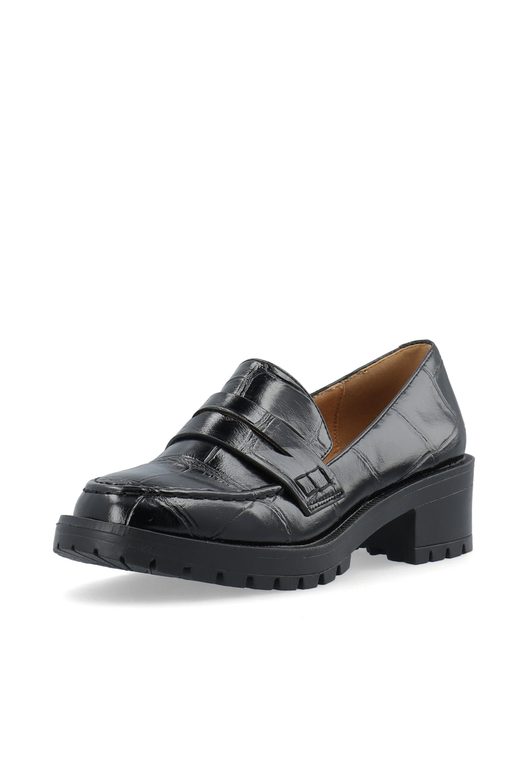 Biapearl Simple Penny Loafer Faux Leather Black Croco Oversize