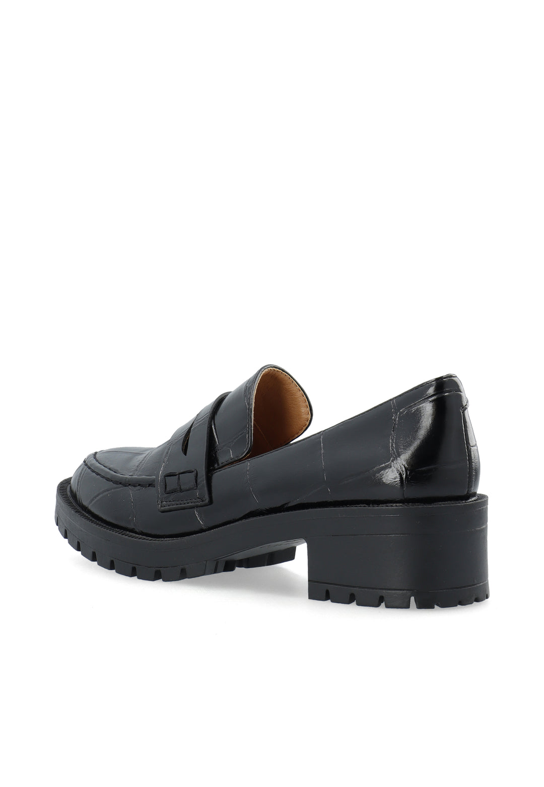 Biapearl Simple Penny Loafer Faux Leather Black Croco Oversize