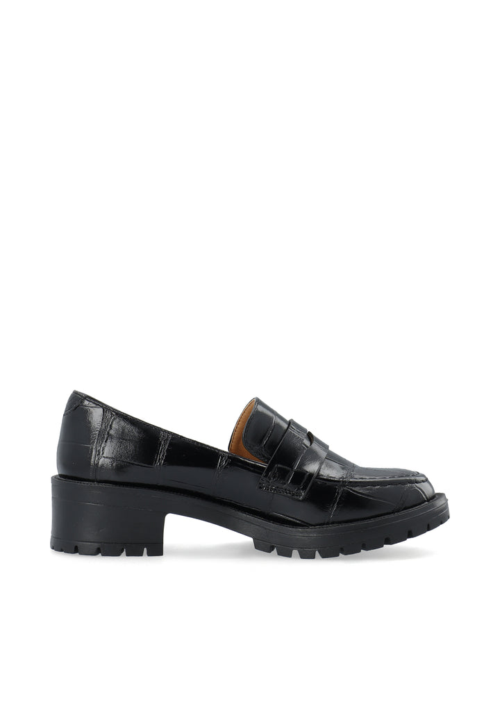 Biapearl Simple Penny Loafer Faux Leather Black Croco Oversize