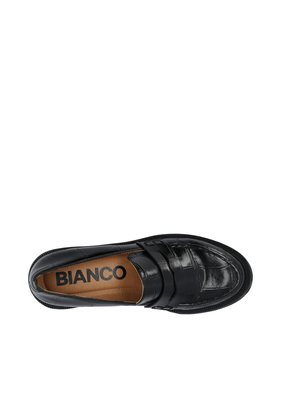 Biapearl Simple Penny Loafer Faux Leather Black Croco Oversize