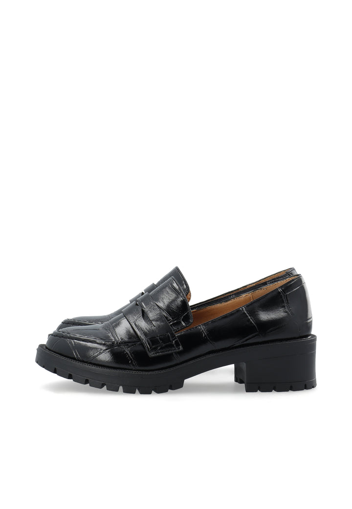 Biapearl Simple Penny Loafer Faux Leather Black Croco Oversize