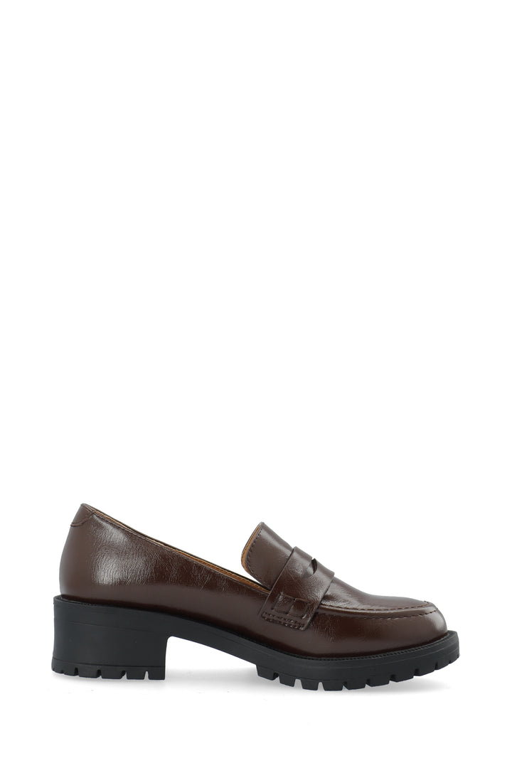 Biapearl Simple Penny Loafer Faux Leather Brown Croco Oversize