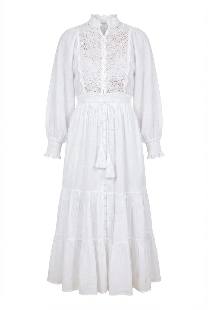 Cotton Slub Midi Dress White