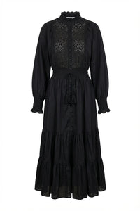 Cotton Slub Midi Dress Black