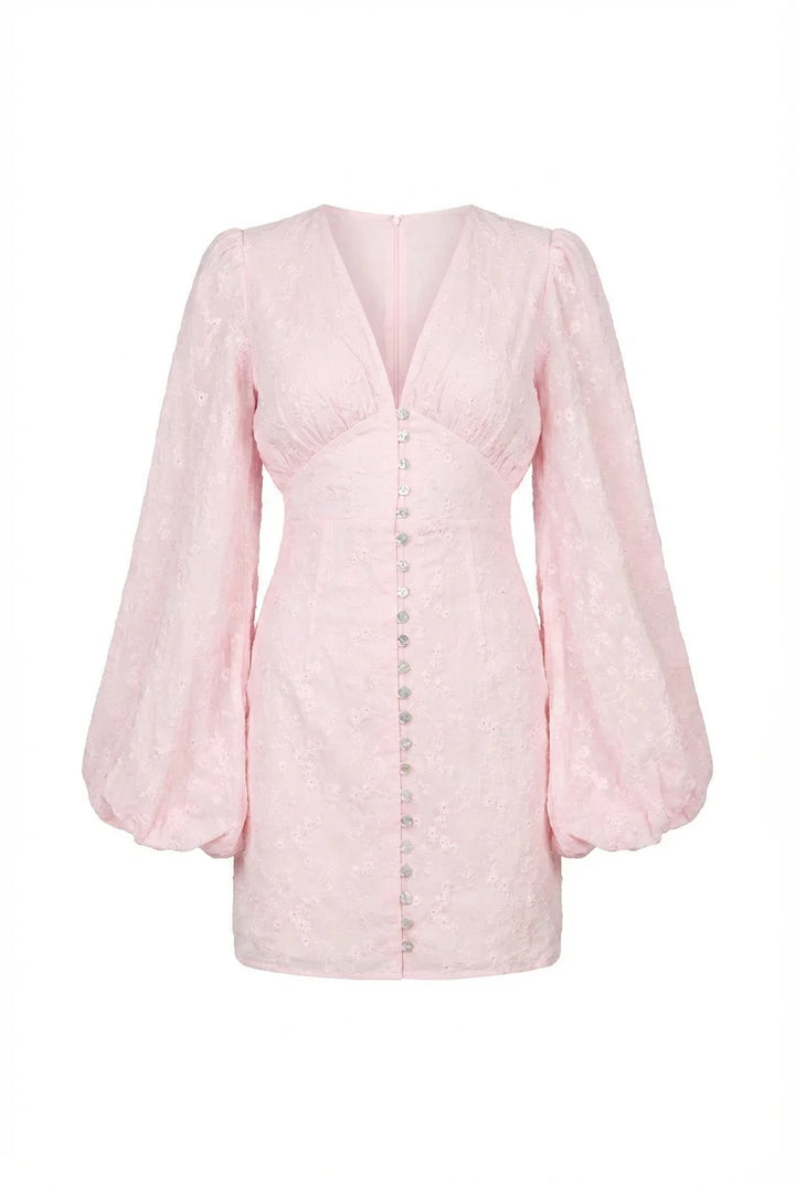 Florence Dress Pink Embroidery