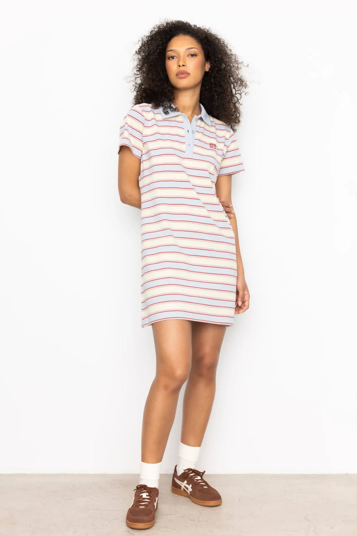 Emma Polo Dress Ocean Stripe