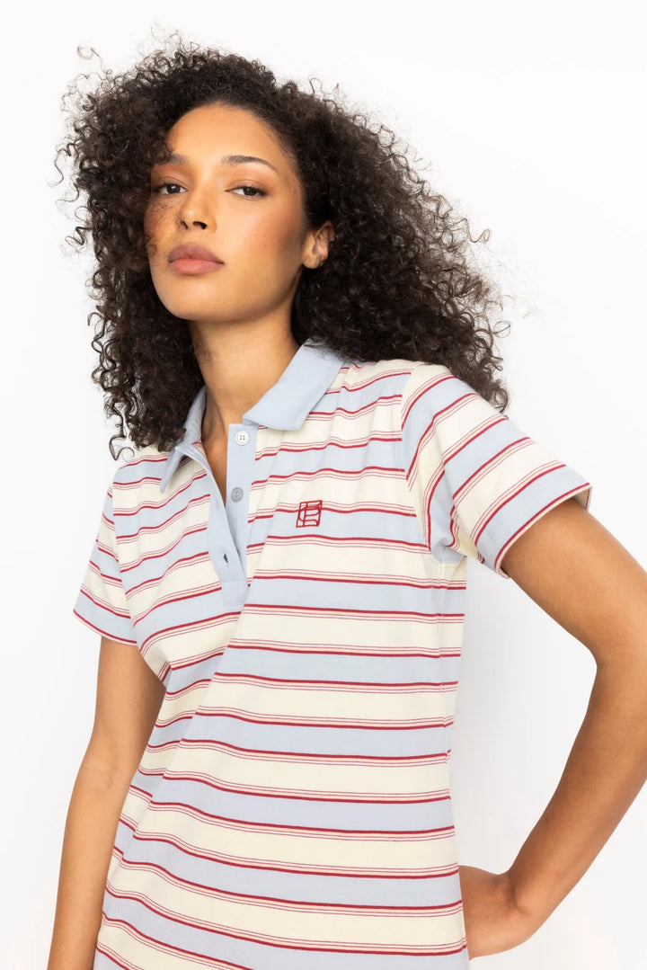 Emma Polo Dress Ocean Stripe