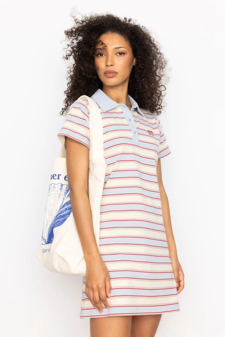 Emma Polo Dress Ocean Stripe