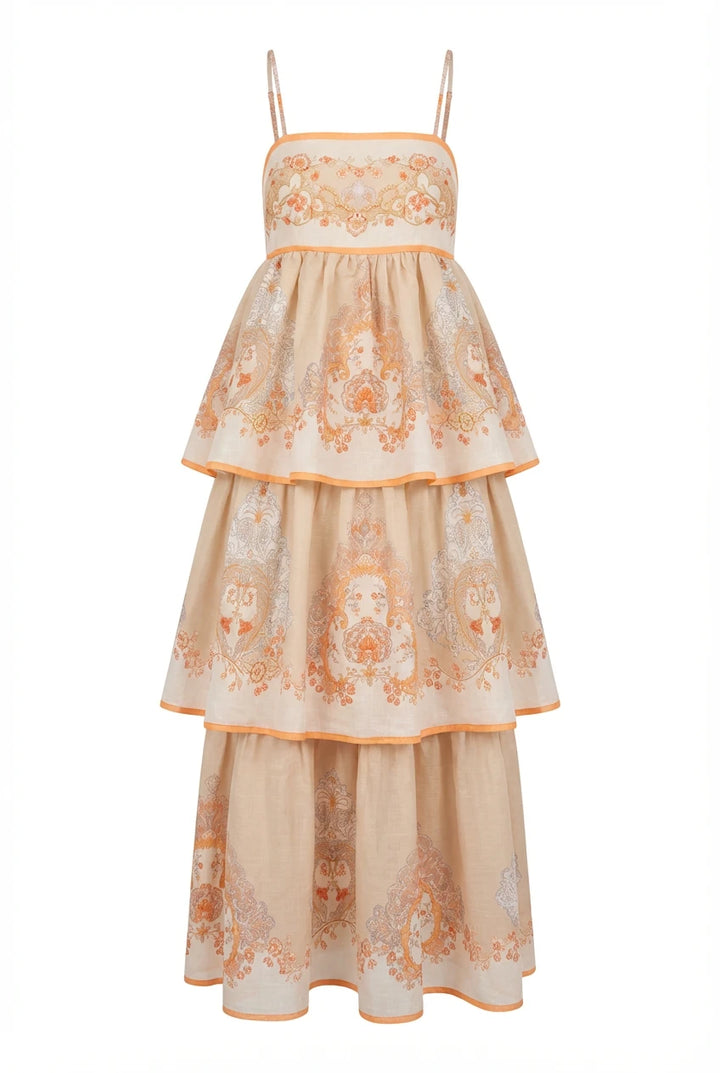 Ines Midi Strap Dress Beige