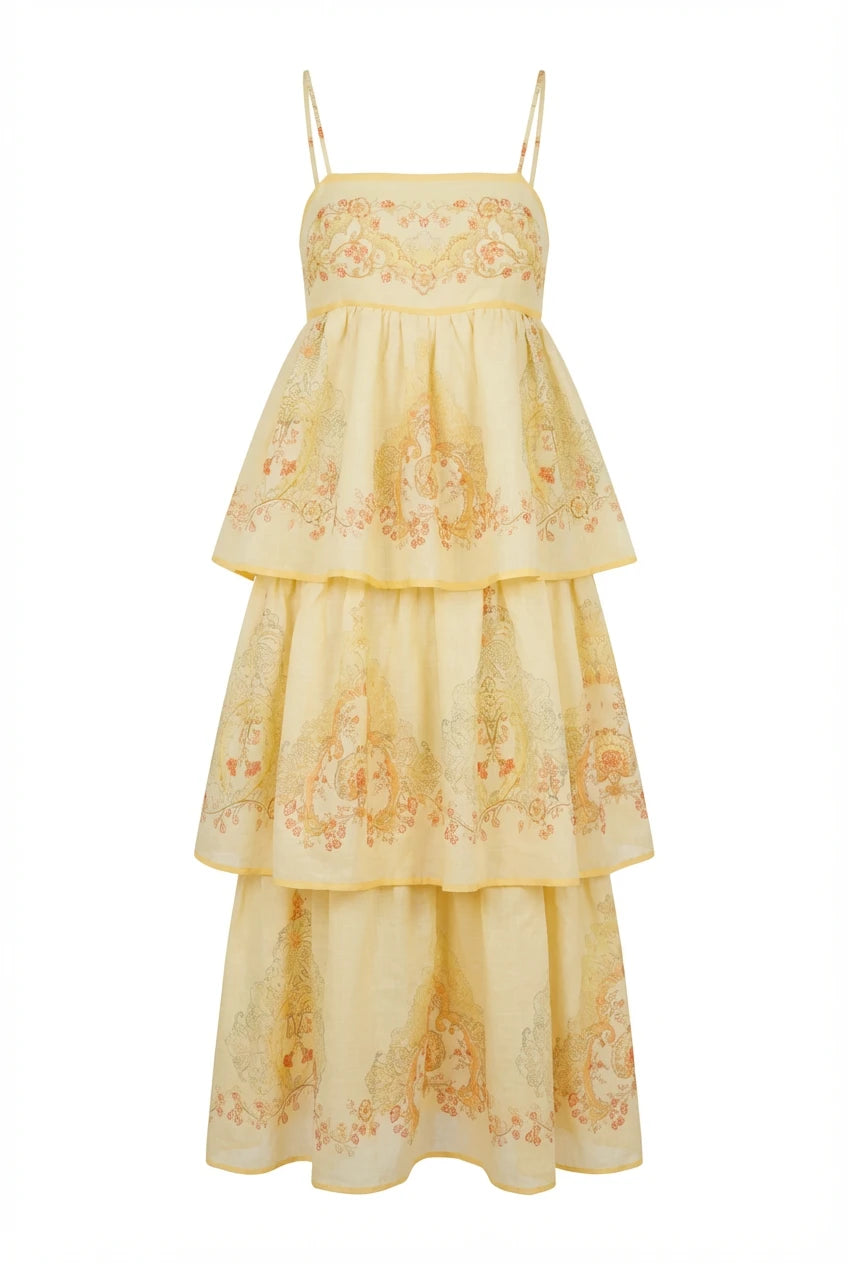 Ines Midi Strap Dress Jaune