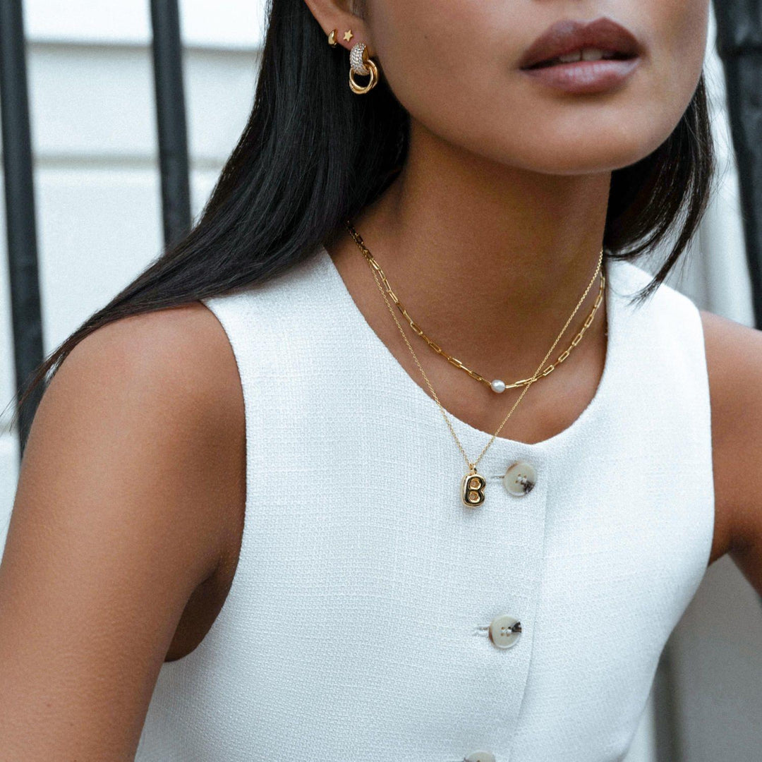 Pave Interlocking Earrings Pale Gold