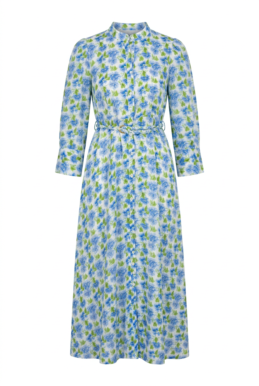 Linen Button-Down Dress Peony