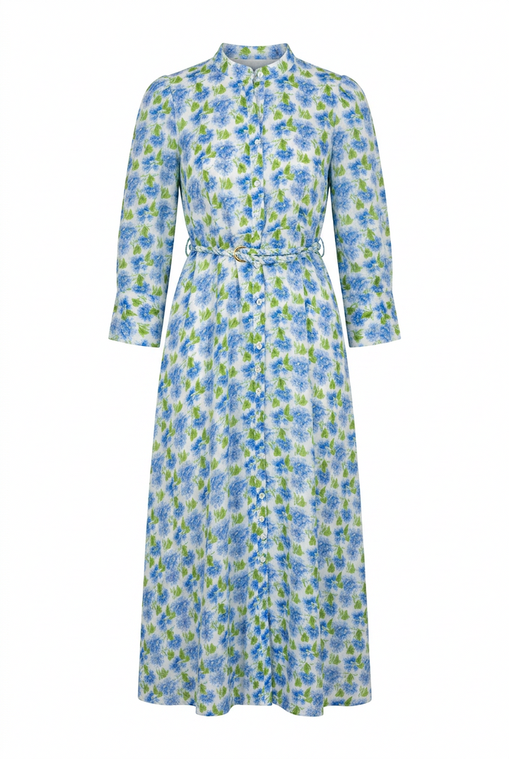 Linen Button-Down Dress Peony