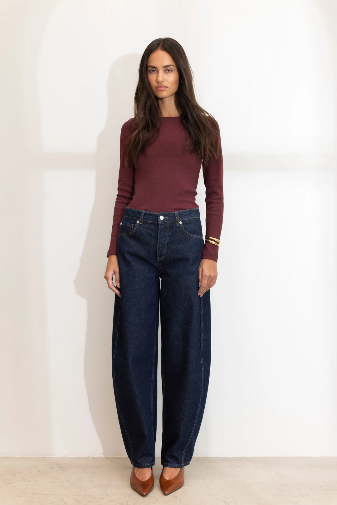 Petronella Rib Boatneck Deep Plum